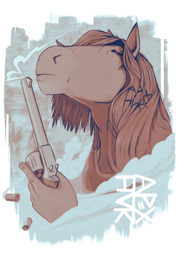 A horse with a gun